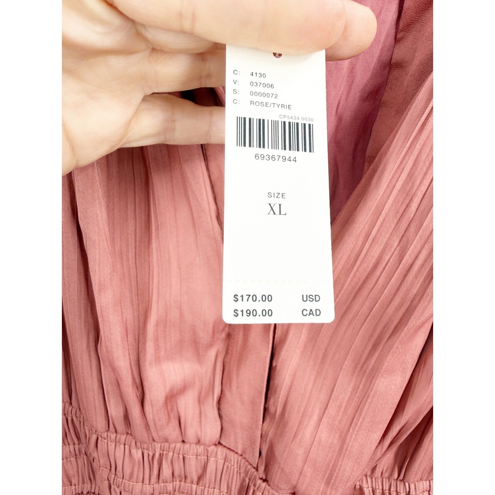 Anthropologie Somerset Maxi Dress Dusty Rose Pink Smocked Tiered Plisse XL NEW - Picture 6 of 13